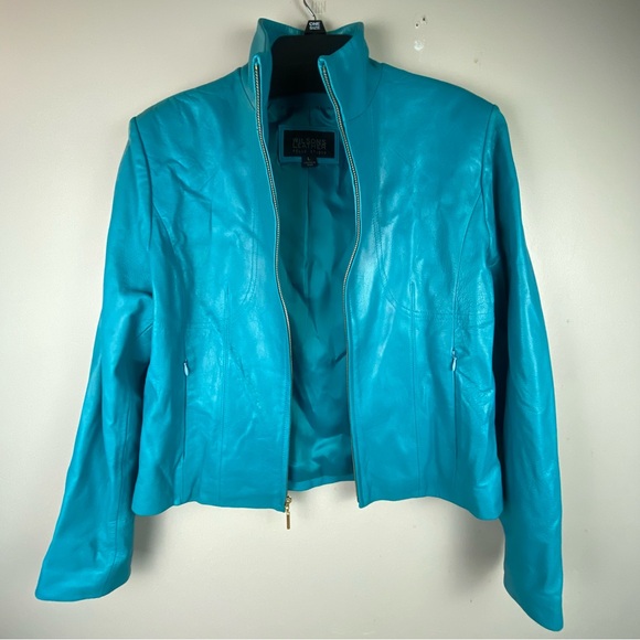Vintage Wilsons Leather Turquoise/teal Women's Jacket L - Picture 3 of 8